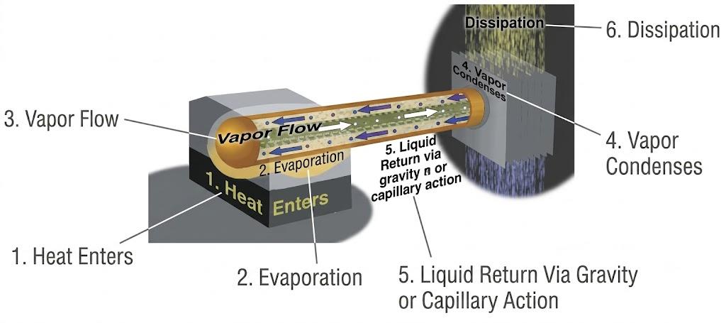 Heat pipe working process